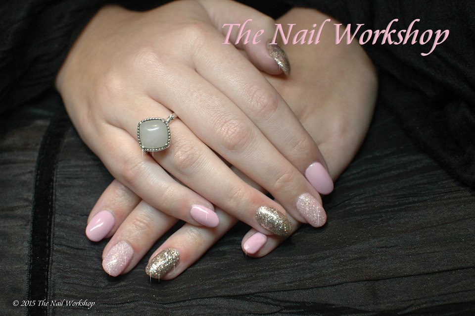 Shellac Pink and Gold Glitter